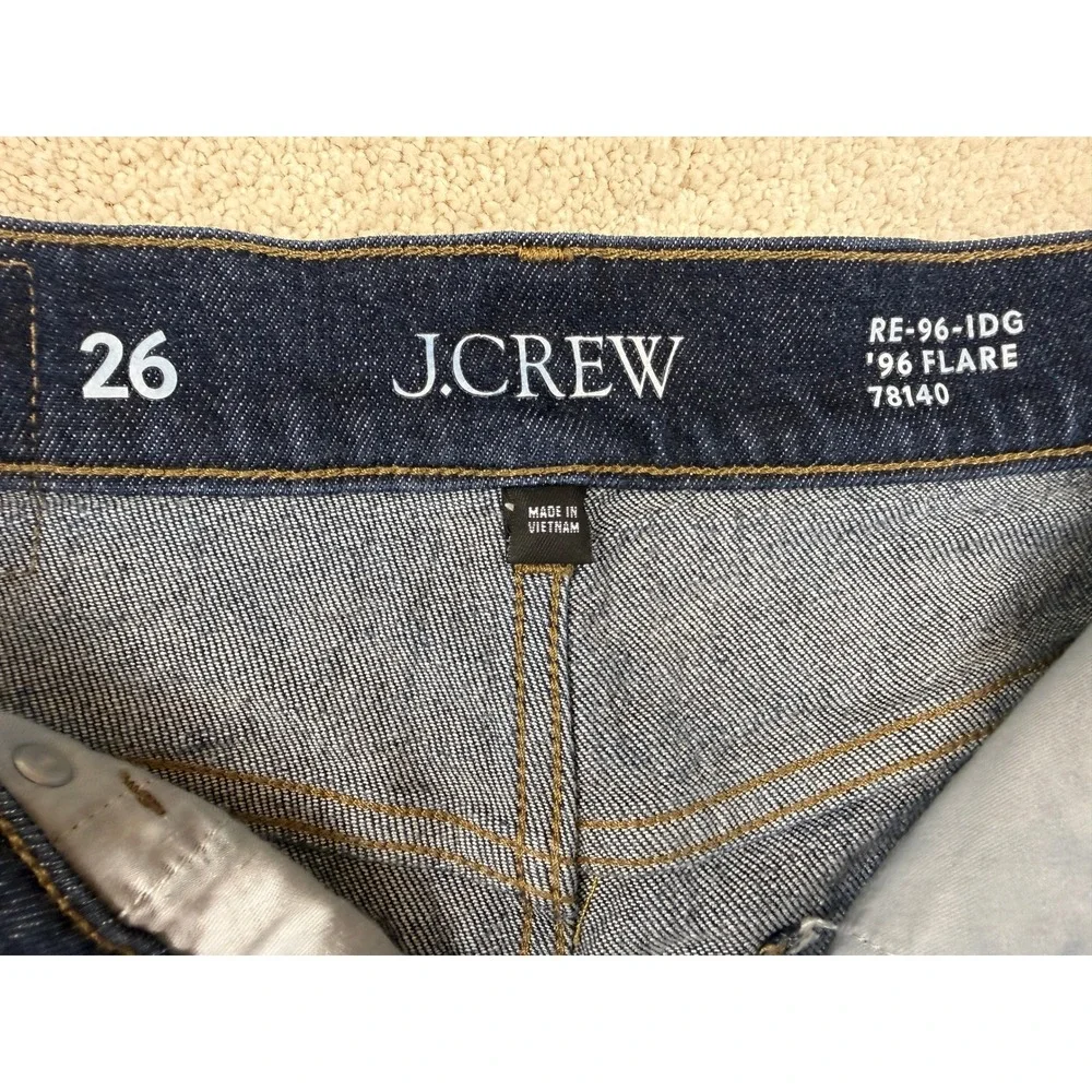 NWOT J. CREW '96 Flare Button Fly Women's Sz 26 (actual 26x30) Blue Jeans #1472
